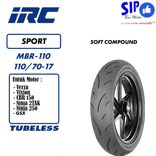 Jual Ban Motor Sport Tubeless IRC MBR-110 Ukuran 110 70 Ring 17 ...