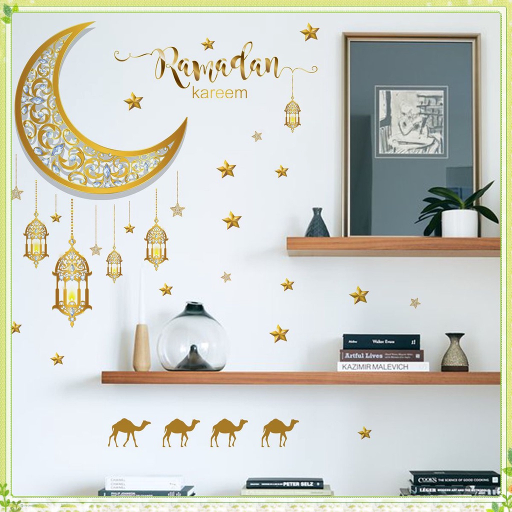 Jual Eid Mubarak Selfadhesive Wall Stiker Bulan Bintang Decal Kamar