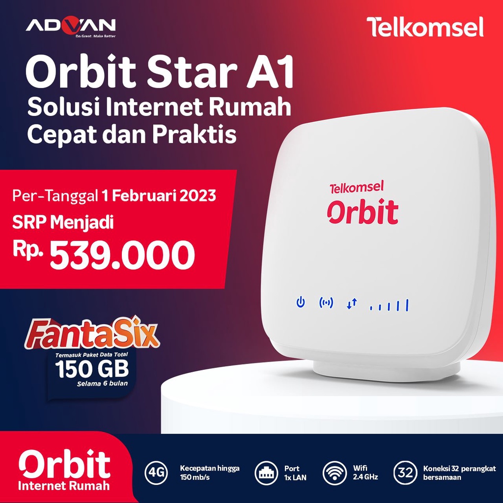 Jual Modem Router Wifi Telkomsel Orbit Star A1 Advan 4G Free Perdana ...