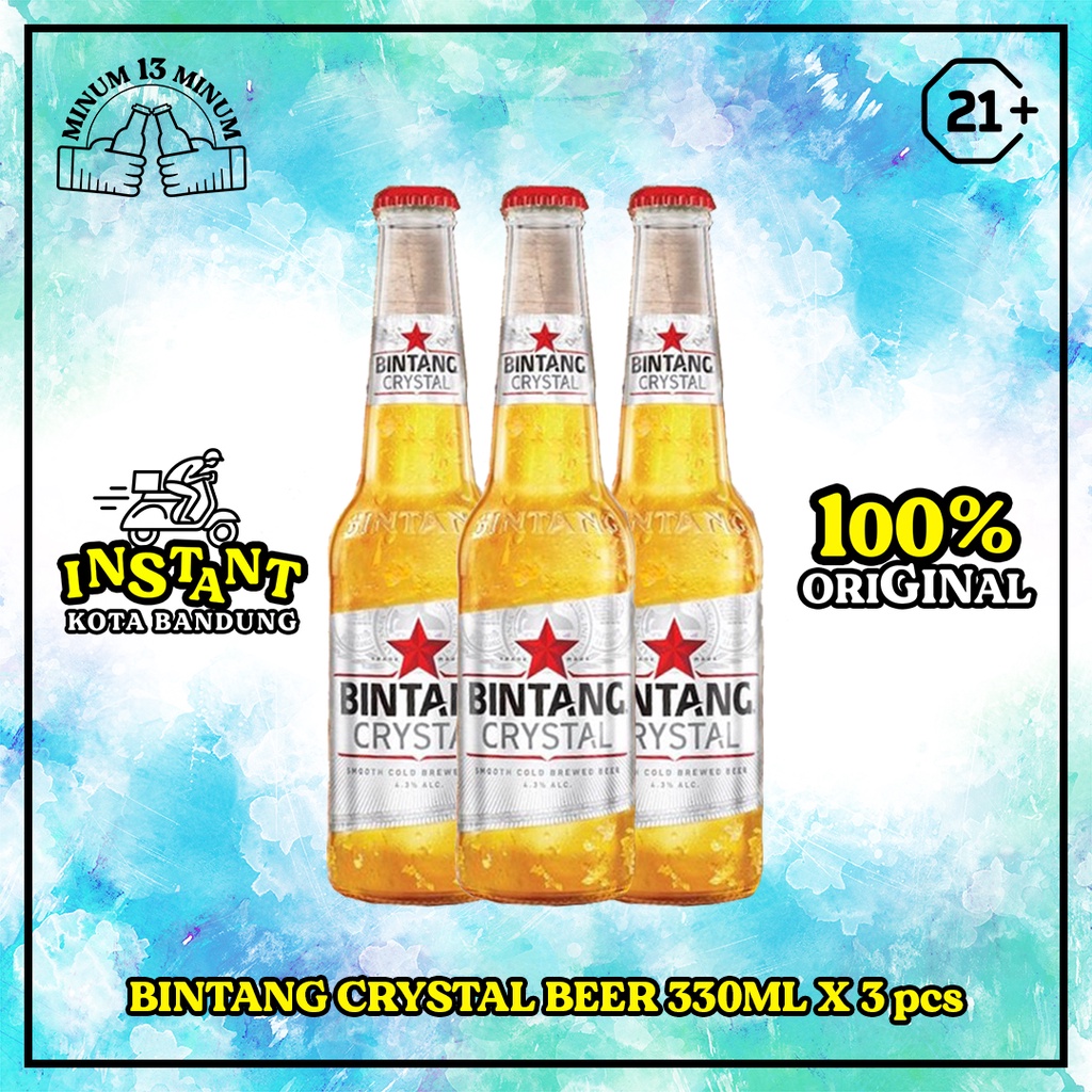 Jual Bintang Crystal Beer Pilsener Bottle Bir 330ml X 3 Botol ...