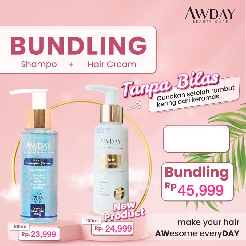 Jual Paket Bundling Murah Awday Shampoo Dan Awday Hair Cream