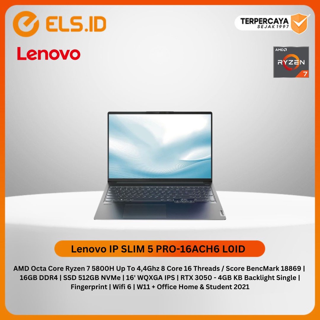 Jual Laptop Lenovo IP SLIM 5 PRO-16ACH6 L0ID Storm Grey [ AMD Ryzen 7 ...