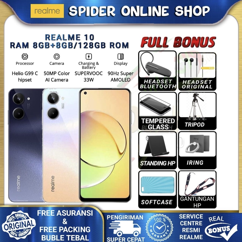 Jual REALME 10 8/128 & 8/256 RAM 8+8GB ROM 256GB GARANSI RESMI REALME ...