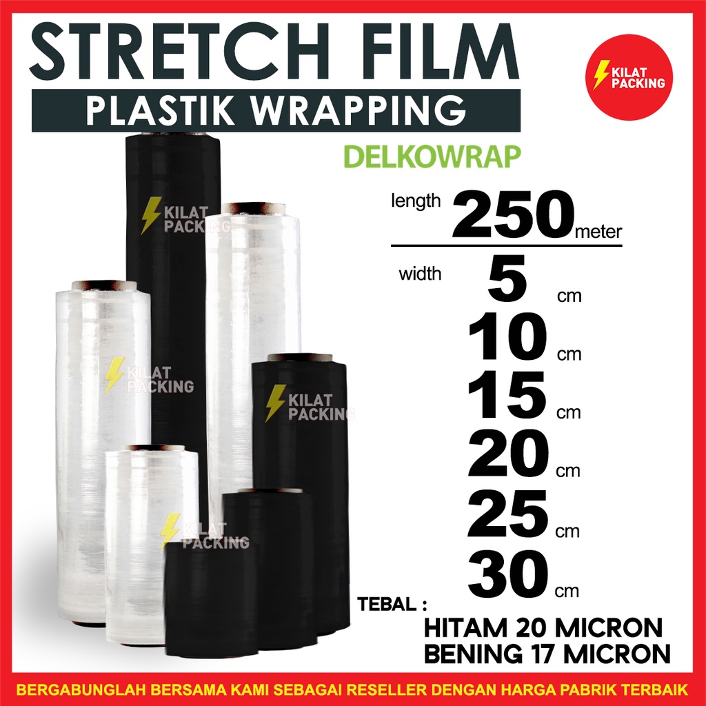 Jual Wrapping Plastik Pembungkus Stretch Film Plastik Wrap Hitam Bening ...