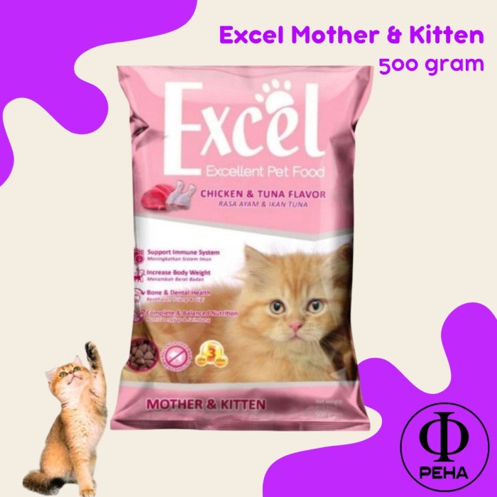 Jual Excel Mother Kitten 500 gr Makanan Anak Kucing Excel Pink Cat