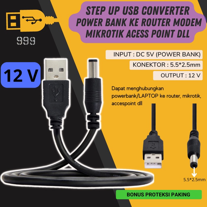 Jual Kabel USB Power bank To 12v Untuk Router TP-LINK Tenda Mikrotik ...