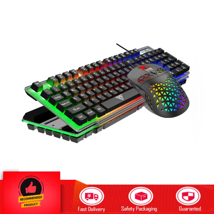 Jual Keyboard Gaming Combo RGB LED with Mouse V4 Shopee Indonesia
