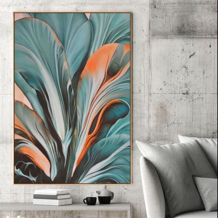 Jual Lukisan dinding kanvas daaun dekoratif + frame siap pajang modern ...