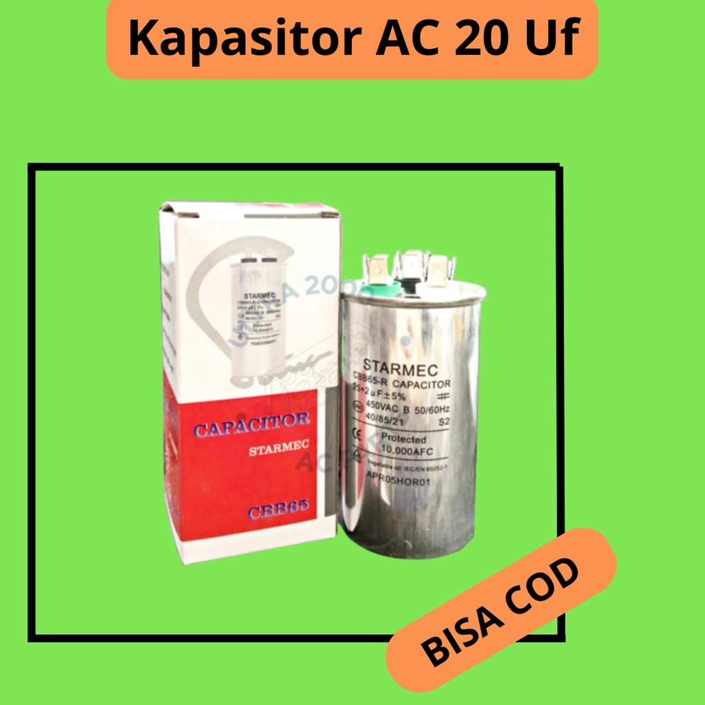 Jual Capasitor AC 20uf / Kapasitor Ac Tembaga Sharp ,Sanyo, Aqua, Denpo