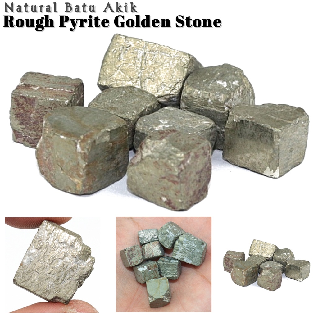Jual Natural Bahan Batu Rough Pyrite Golden Stone Cube Healing Crystal ...