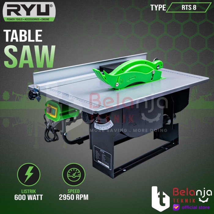 Jual RYU TABLE SAW RTS 8 INCH 600 WATT GERGAJI POTONG KAYU RTS 8