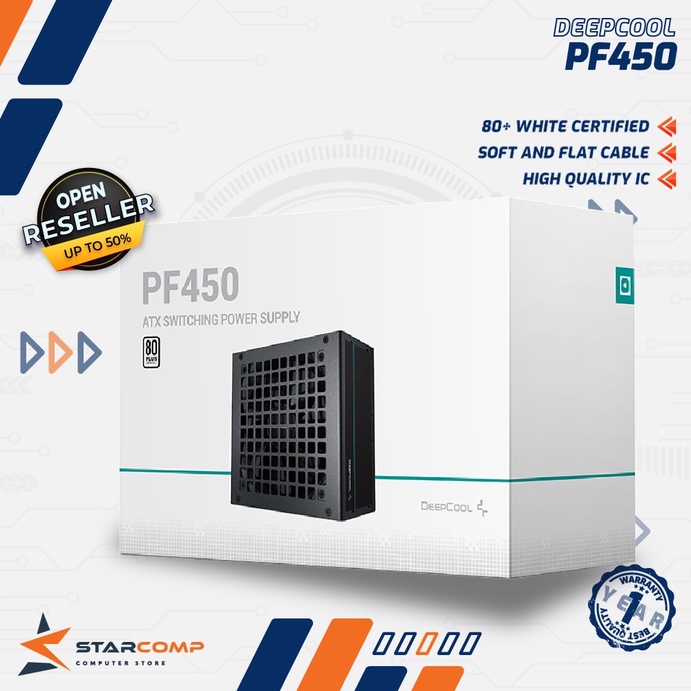 Jual DeepCool PF450 450Watt 80+ White Flat Cable PSU PF 450 | Shopee ...