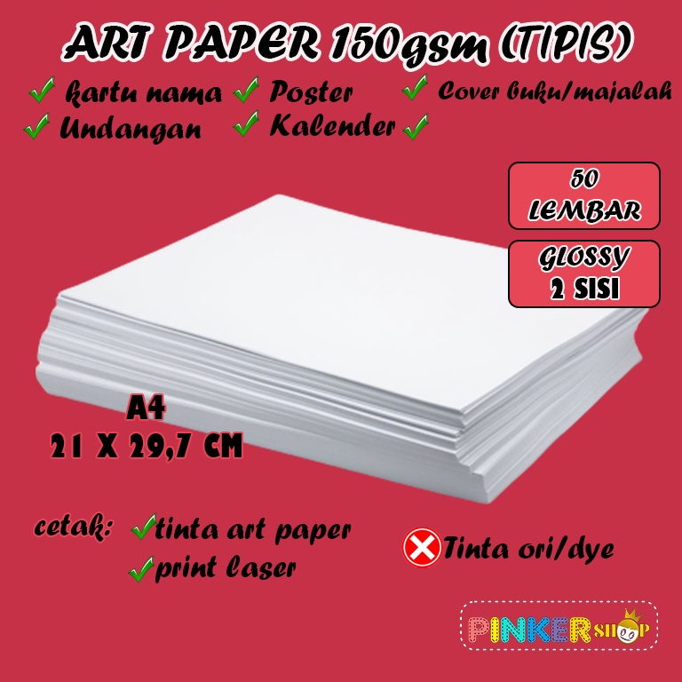 Jual Kertas Art Paper 150 Gsm A4 Isi 50 Lembar Kertas Brosur Tipis 150