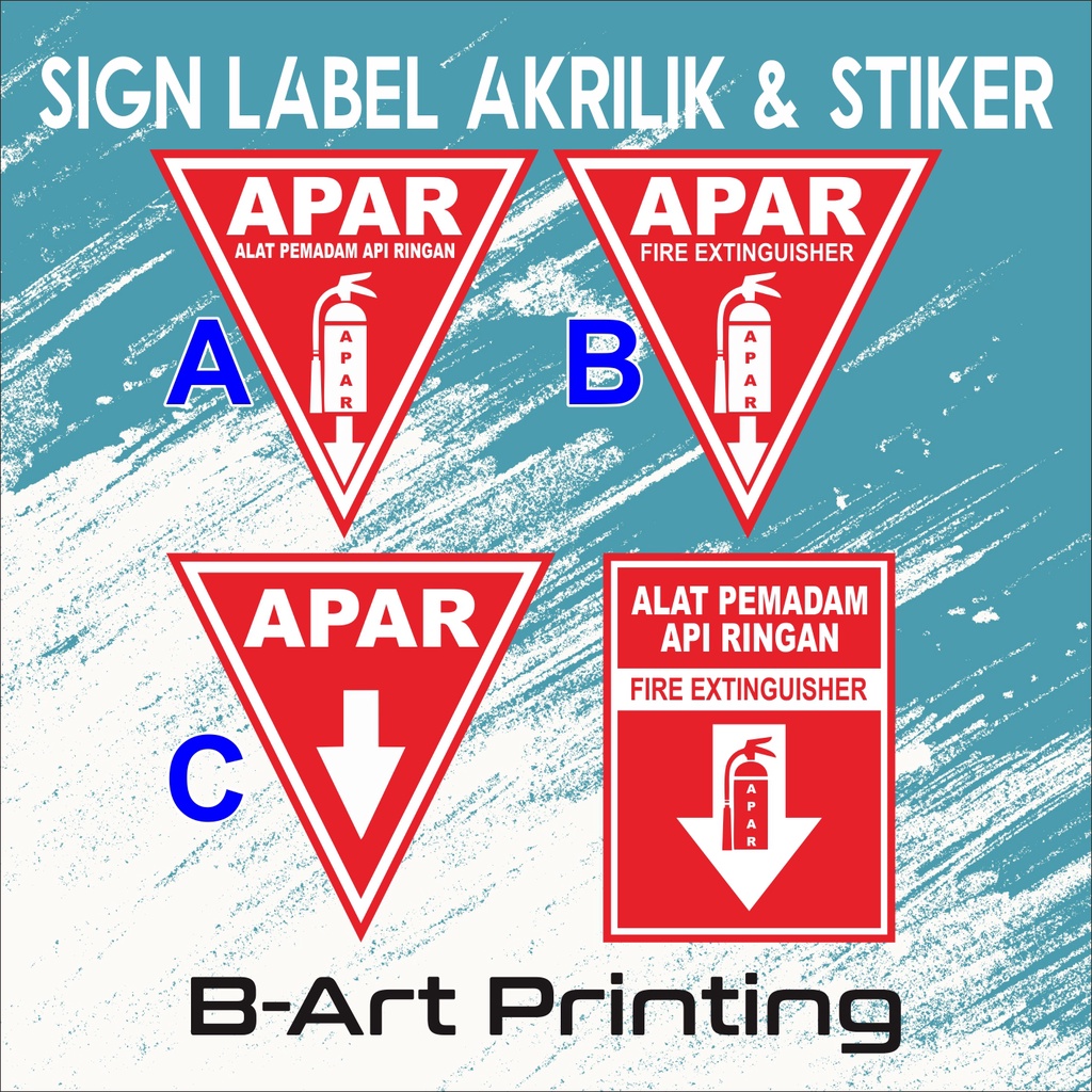 Jual Acrylic Sticker Petunjuk APAR Segitiga Persegi Panjang Sticker Waterproof Penunjuk Alat