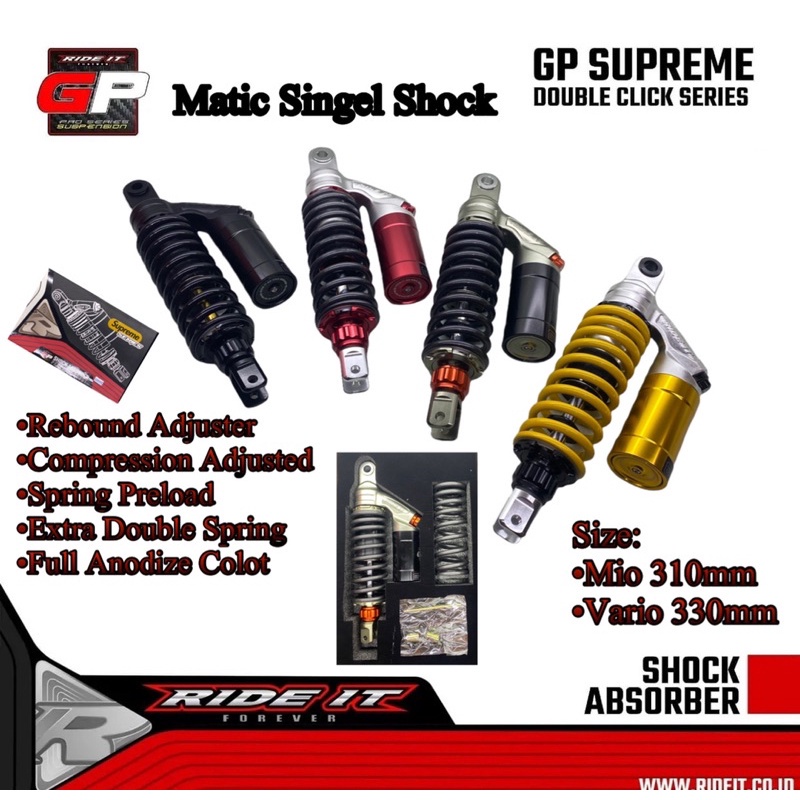 Jual Shock Ride It GP Supreme Series Double Klik Singel Shock Matic ...
