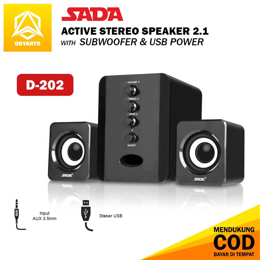 Jual Sada D 202 Active Speaker Stereo 2 1 With Subwoofer And Usb Power