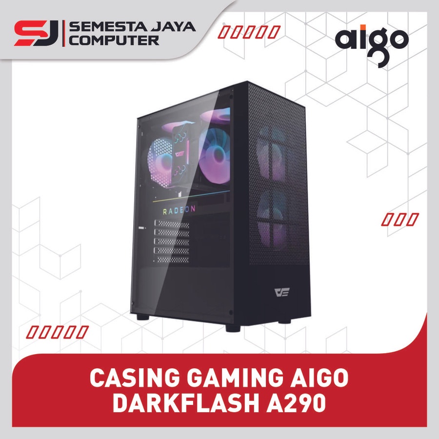Jual DarkFlash A290 BLACK ATX Mid Tower PC Case Casing Gaming Chassis ...