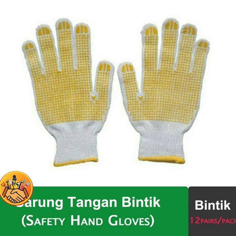 Jual R40 Sarung Tangan Kain Benang Bintik Hitamkuning Serbaguna Tukang Industri Terbaik え 2253