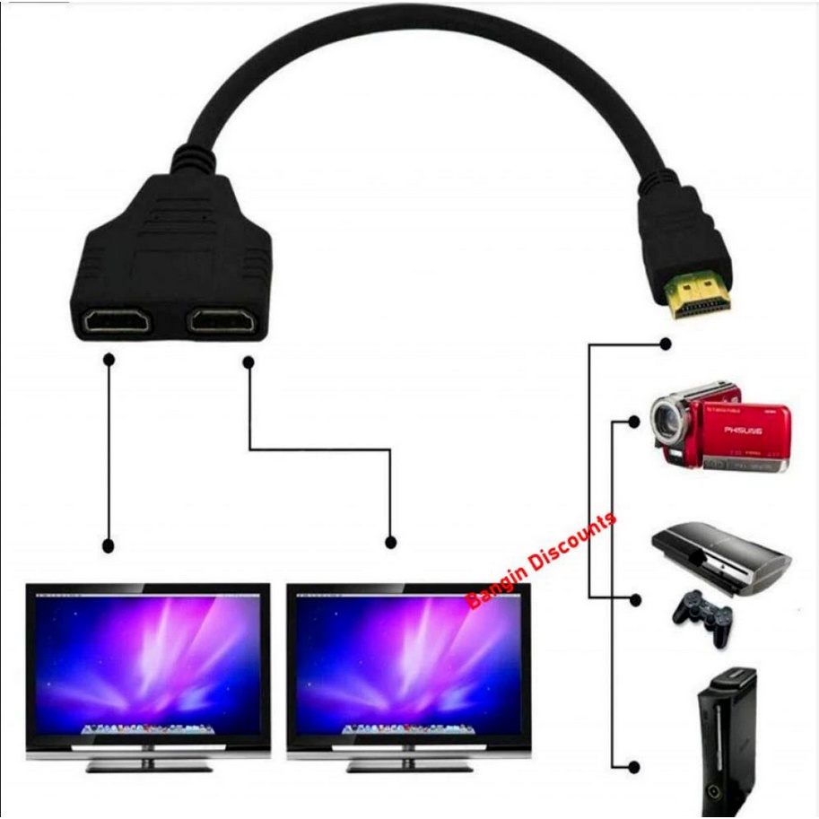 Jual Splitter HDMI 2 port untuk Cloning Display 2 Monitor TV Spliter ...