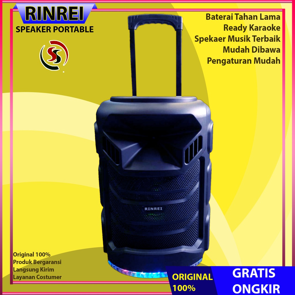 Jual Speaker Bluetooth Mic Karaoke Portable 12 IN Rinrei 8899Z Garansi