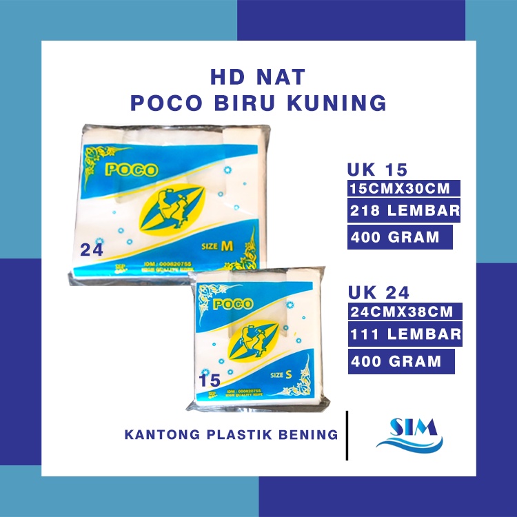 Jual Kresek Bening Poco Biru Kuning UK15 24 Kantong Plastik Bening