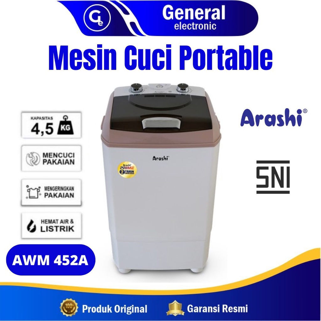 Jual Mesin Cuci Portable 4.5 Kg Arashi AWM 451A Garansi Resmi | Shopee ...