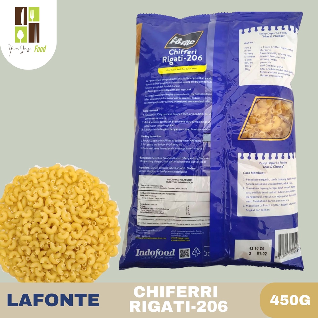 Jual LAFONTE Chifferi Rigate 450gr | Shopee Indonesia
