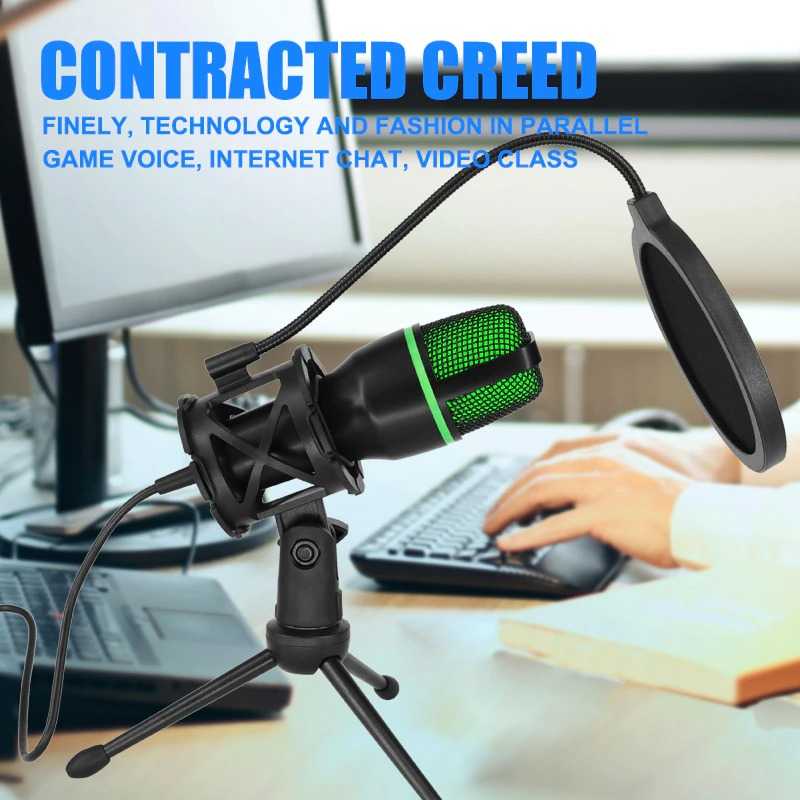 Jual Microphone Condenser Studio Adjustable USB Plug with Light ...