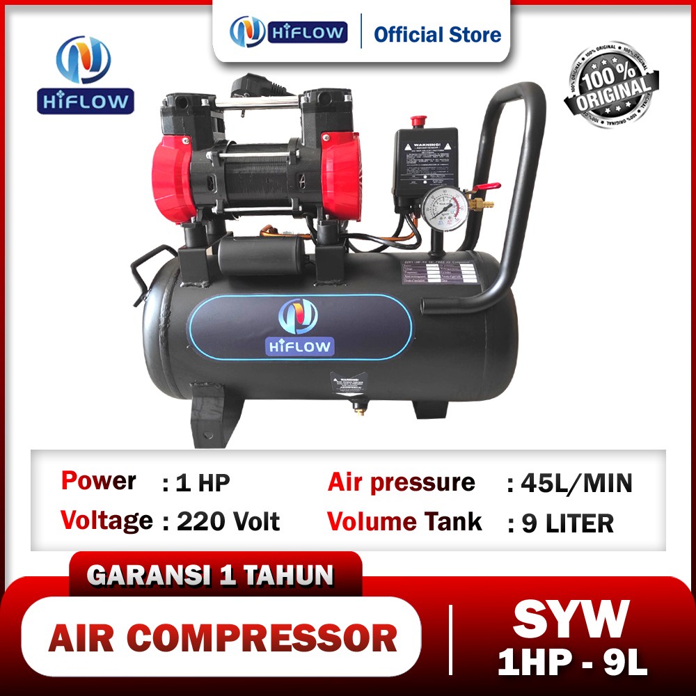 Jual Kompresor Udara Oil Free 1HP 9L / Mesin Pompa AIr / Kompresor ...