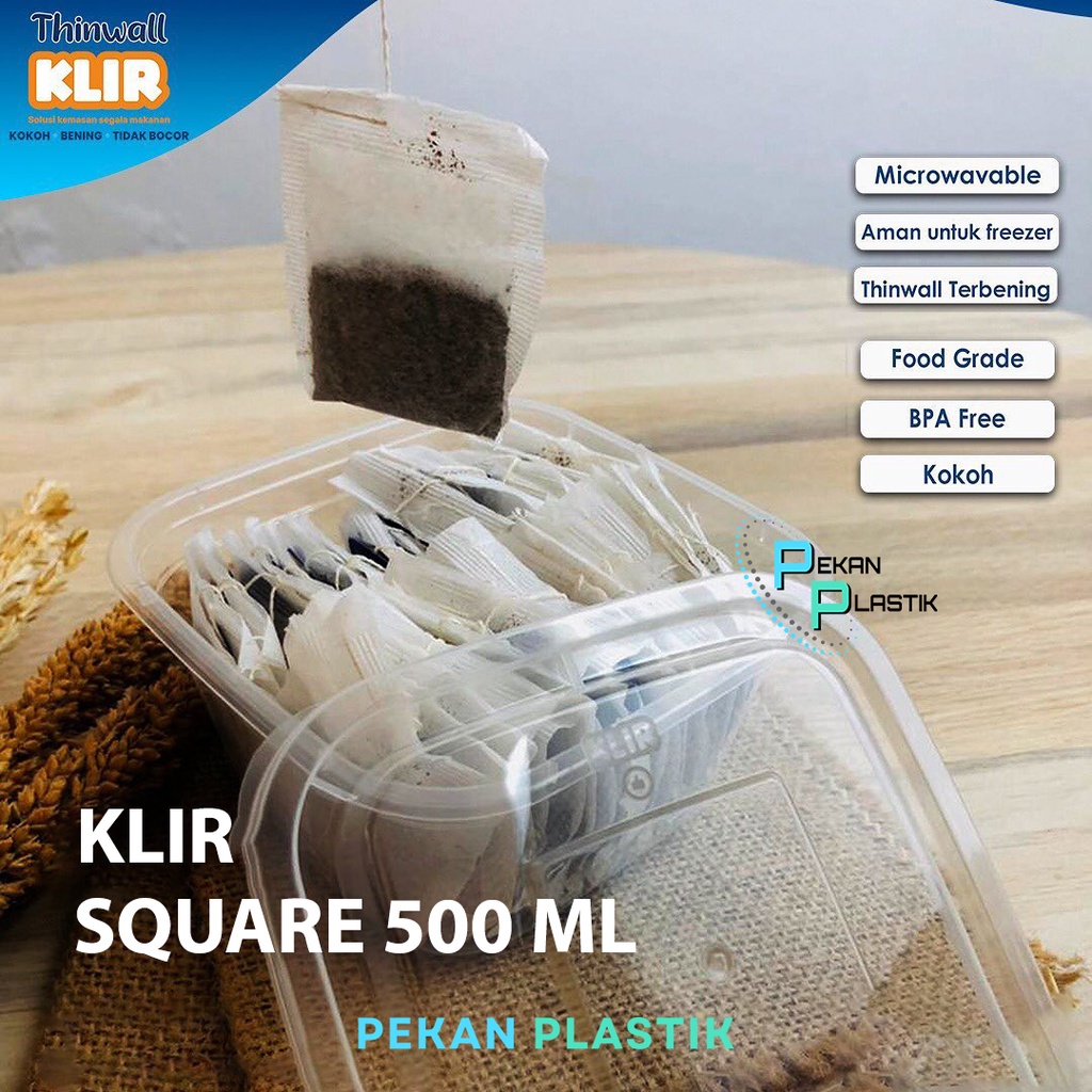 Jual Thinwall Kotak 500 Ml 25 Pcs Klir Thinwall Square Kotak