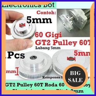 GT2 Zahnriemenscheibe Aluminium – 60 Zähne, 5mm Bohrung, Für 3D-Drucker, Inkl. Schrauben & Schlüssel