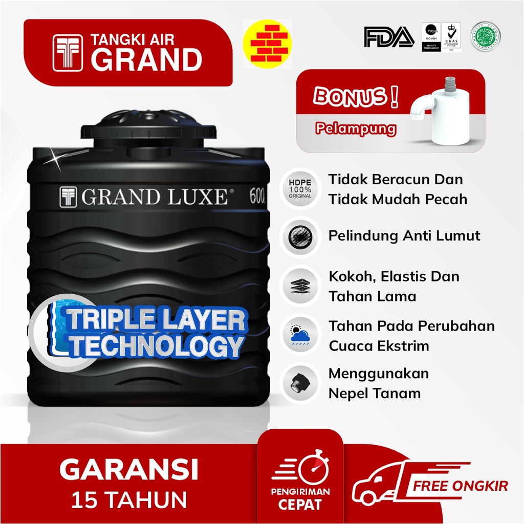 Jual Tandon Toren Tangki Air Grand Luxe Gl L Anti Lumut Sertifikasi Halal Tangki Pertama Di