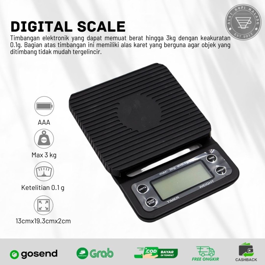 Jual Timbangan digital timer karet V60 / Digital Scale V60 Timer ...