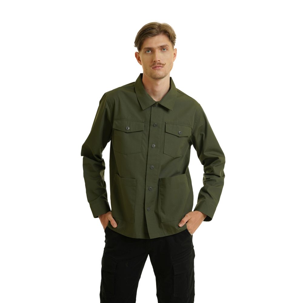 Kakadu Nashville Men's Overshirt - Heavy 10oz Canvas Western Shirt With Cowhide Trim