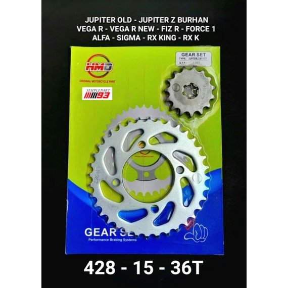 Jual Gear Gir Set Depan Belakang 15 - 36T [ HMD ] Yamaha - JUPITER Z ...