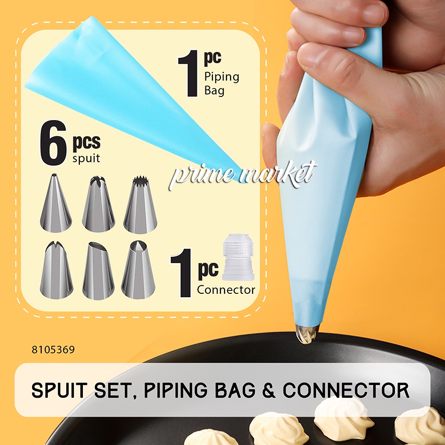 Jual Spuit Kue Spuit Bunga 8 PCS Set+ Reusable Piping Bag Silicone EVA+ ...