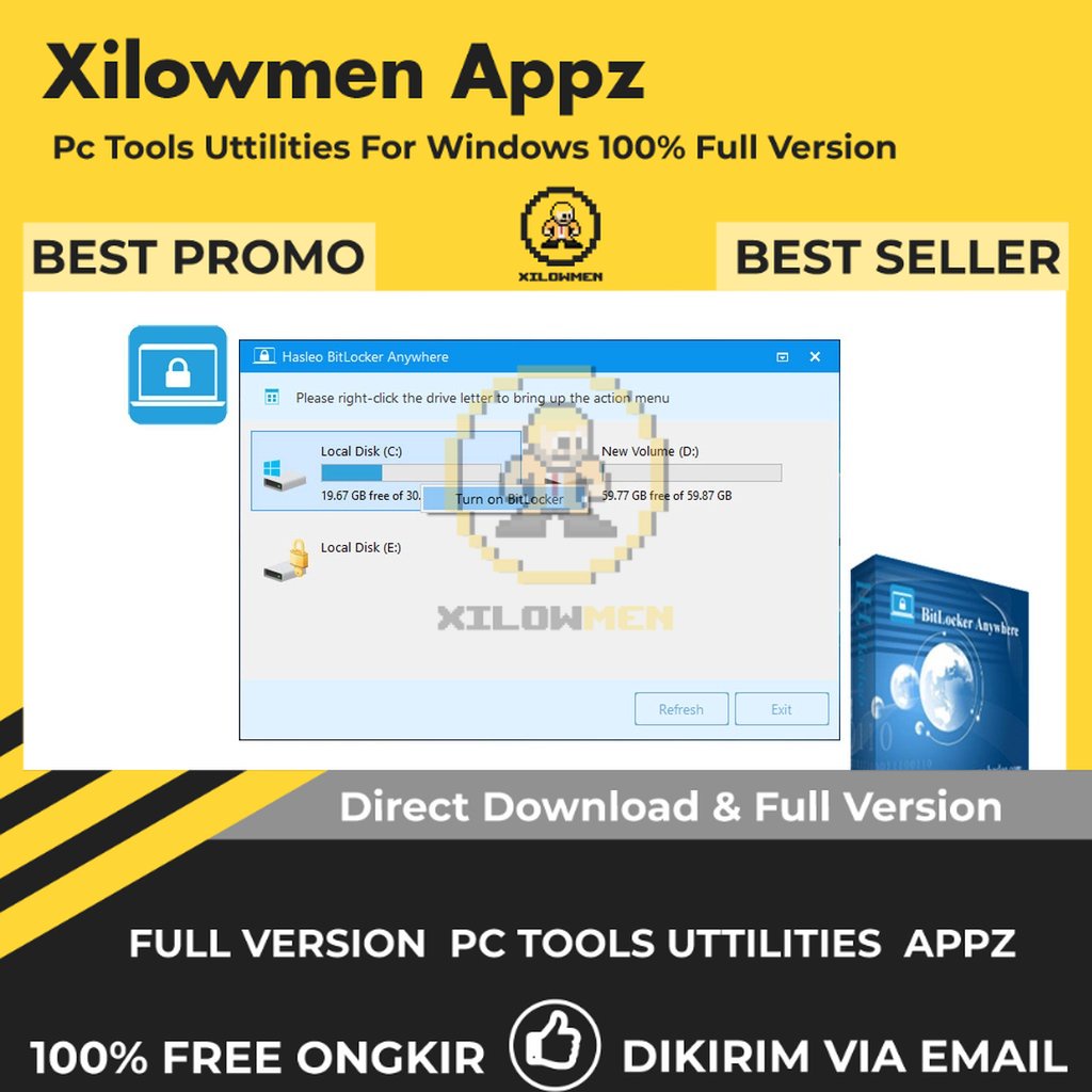 Jual [Full Version] Hasleo BitLocker Anywhere Pro PC Tools Software