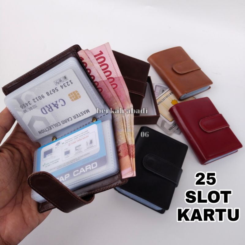 Jual Card Holder Dompet kartu Kancing Polos Bahan Kulit Asli | Shopee ...