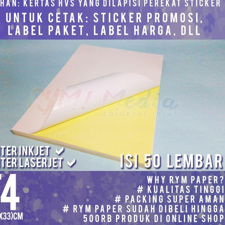 Jual Alu730 Sticker Hvs F4 Isi 50 Lembar Kertas Stiker Doff Matte