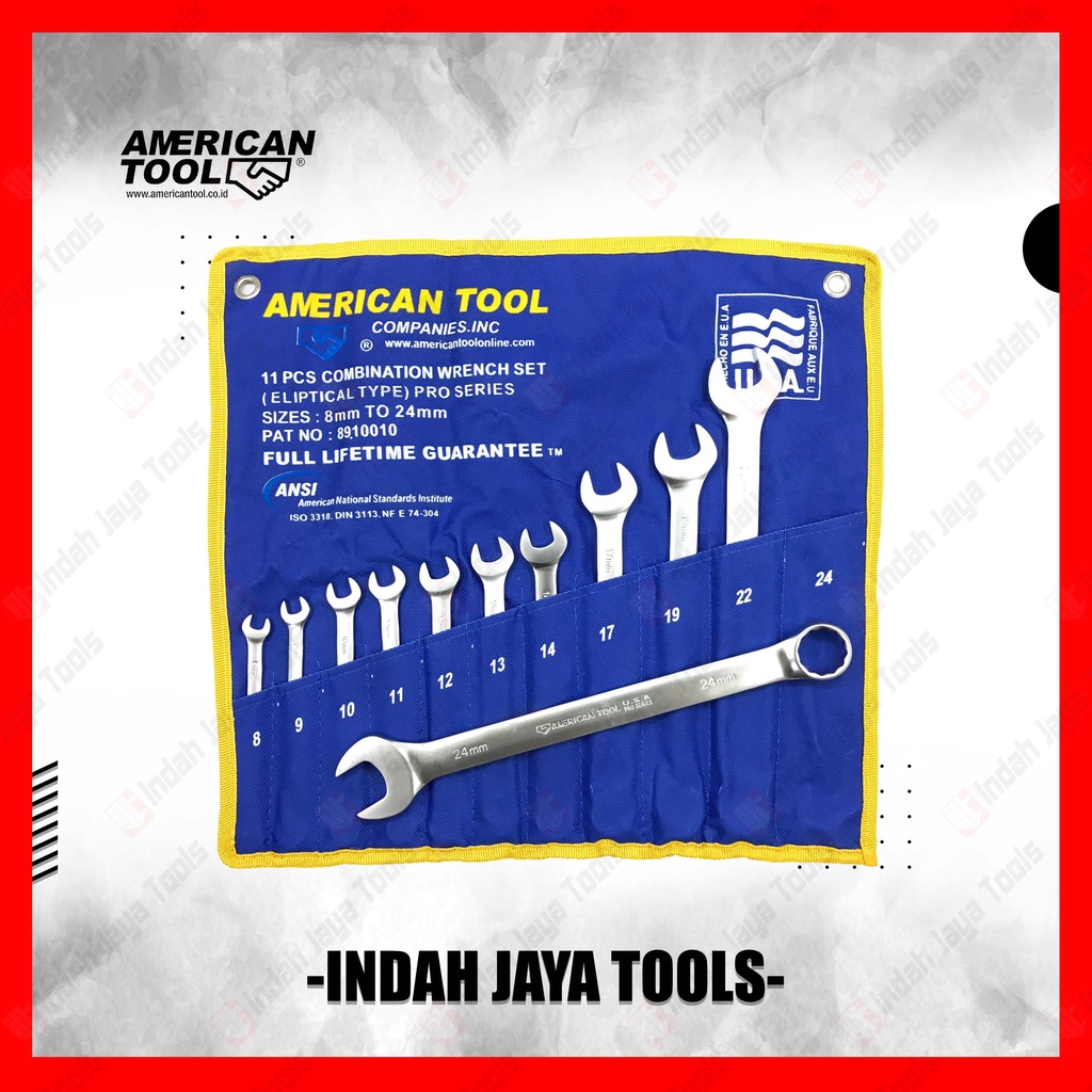 Jual AMERICAN TOOL Kunci Ring Pas Set 11 pcs 8 - 24 mm | Shopee Indonesia