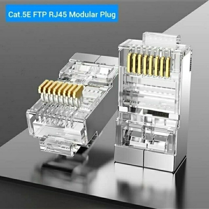 Jual NYK Konektor Rj45 FTP Cat5 Modular Plug 50pcs Cover Besi | Shopee ...