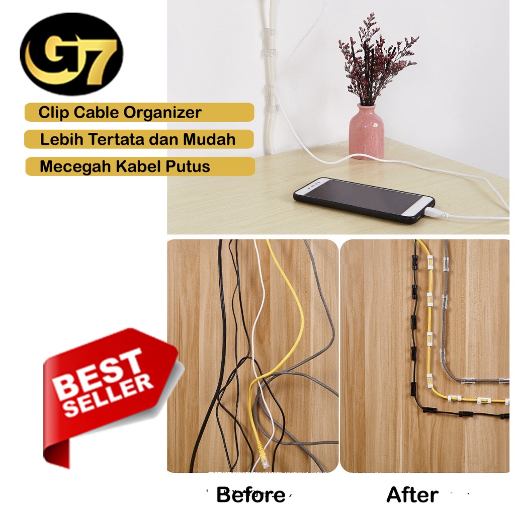 Jual Klip Kabel Tempel Cable Clip Organizer Perapih Kabel Dinding Meja ...