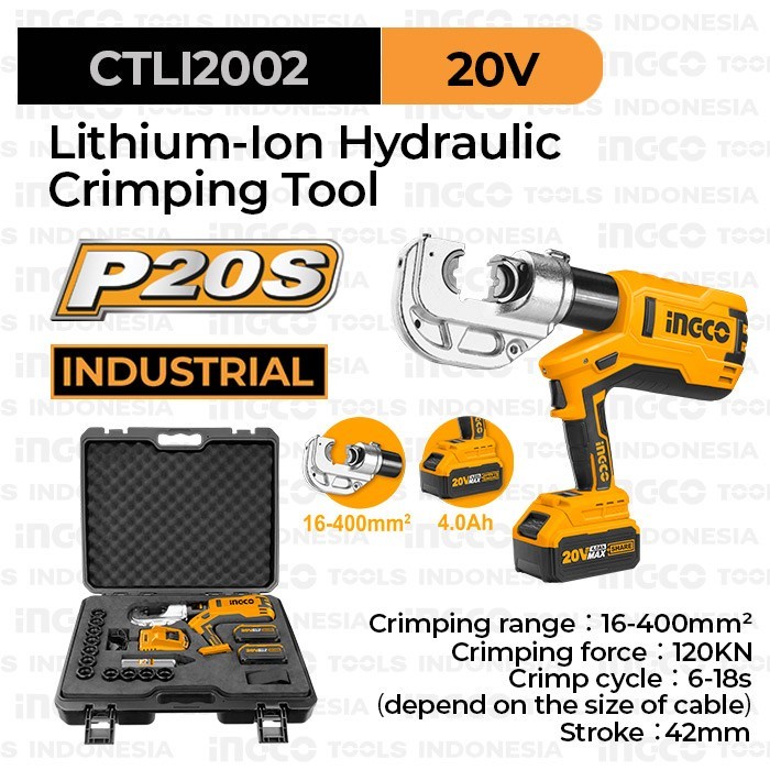 Jual Crimping Cordless Hydraulic Crimping Ingco Ctli2002 Mesin Tang ...