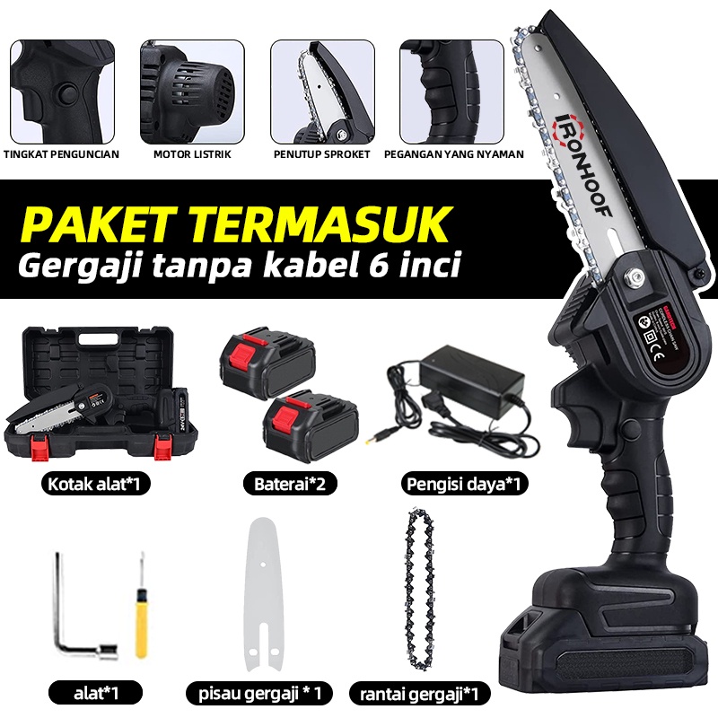 Jual Chainsaw Gergaji Listrik Cordless Rantai Elektrik Mini 24v 6 4