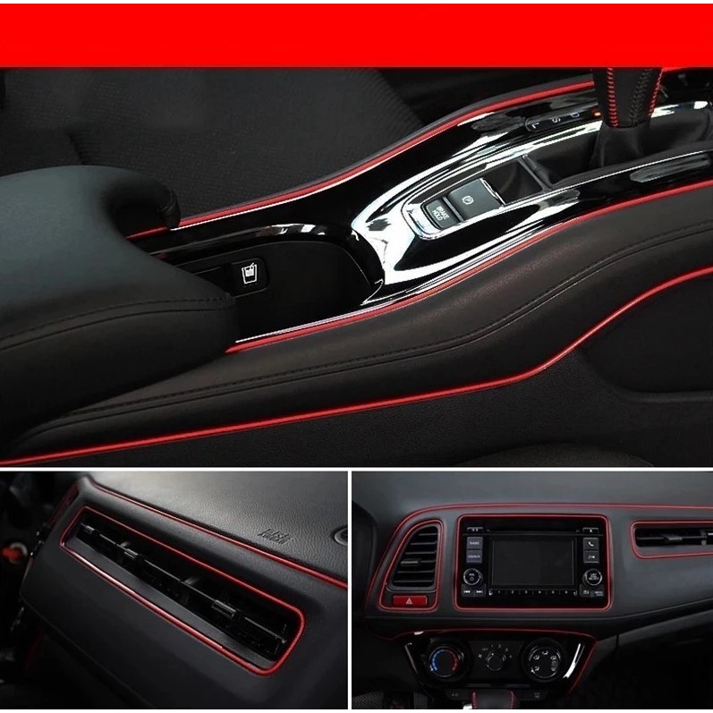 Jual List trim interior Dashboard Mobil lis garis Chrome silver merah ...