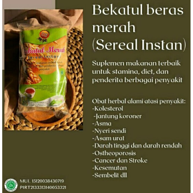 Jual Serbuk Minuman Bekatul Beras Merah Organik 500 Gram Sereal Instant Shopee Indonesia