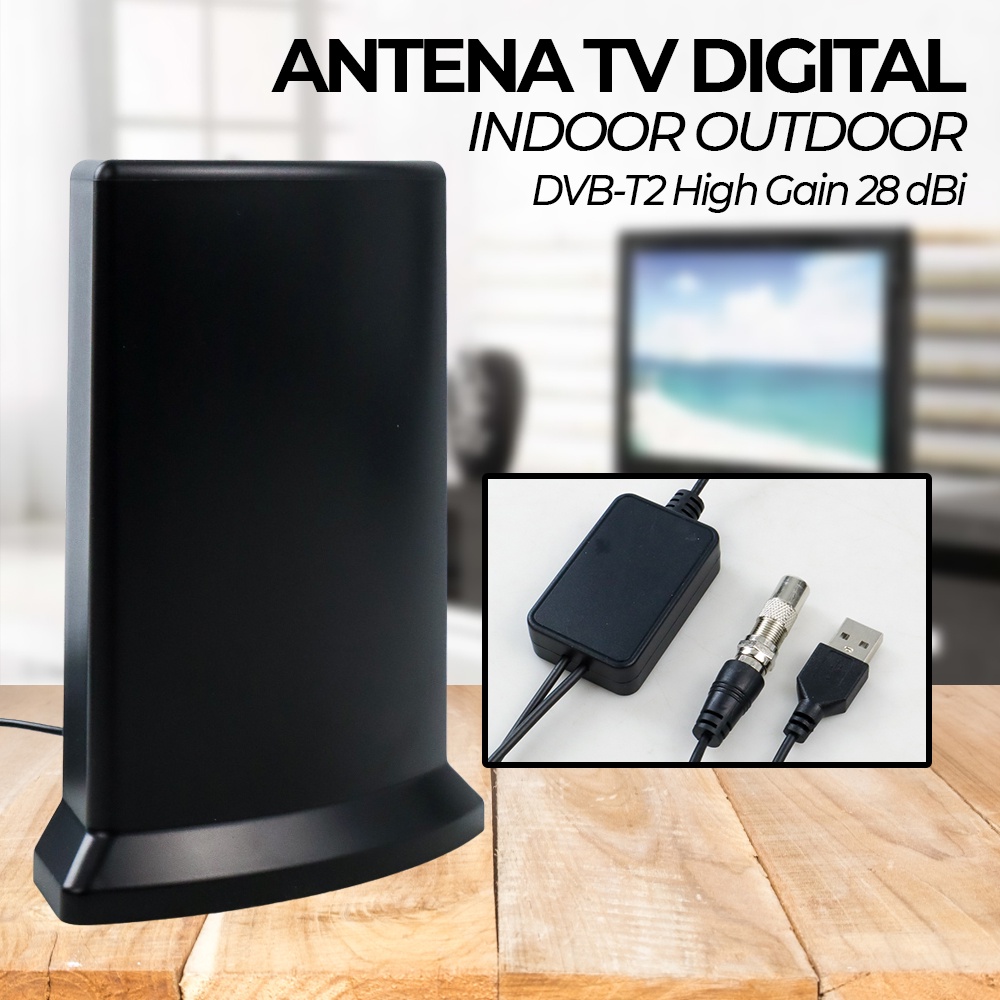 Jual Antena Penguat Sinyal Tv Digital Indor Outdor Dvb T K High Gain Db Shopee Indonesia