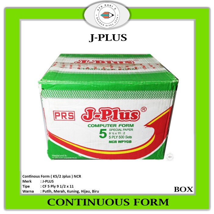 Jual J-PLUS - Continous Form 91/2 x 11 5 Ply/2 ( K5/2 Jplus ) NCR ...