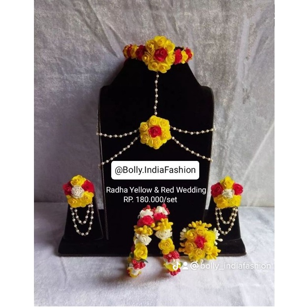 Jual perhiasan radha bunga merah&kuning (5 rantai) Radha Jewellery ...