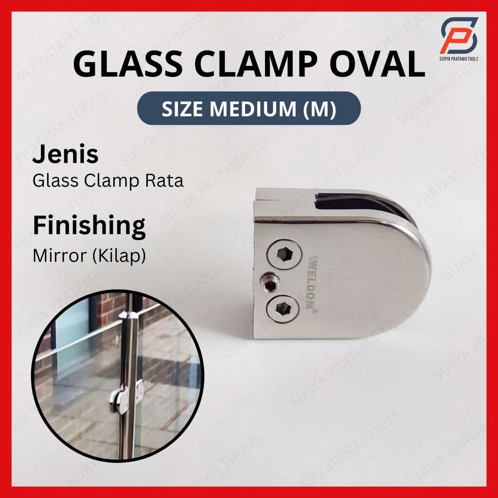 Jual Glass Clip Bulat Penjepit Kaca Klem Railing Tiang Balkon Kamar